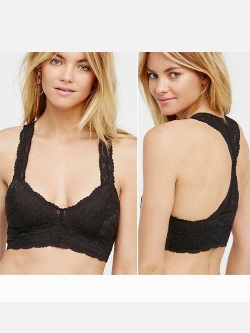 Intimately Free People Lace Racerback Bralette in Black Size Large